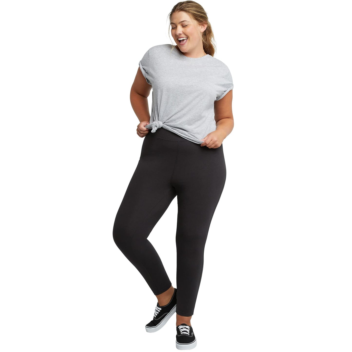 JUST MY SIZE womens Long Legging Pants, Black, 3X US