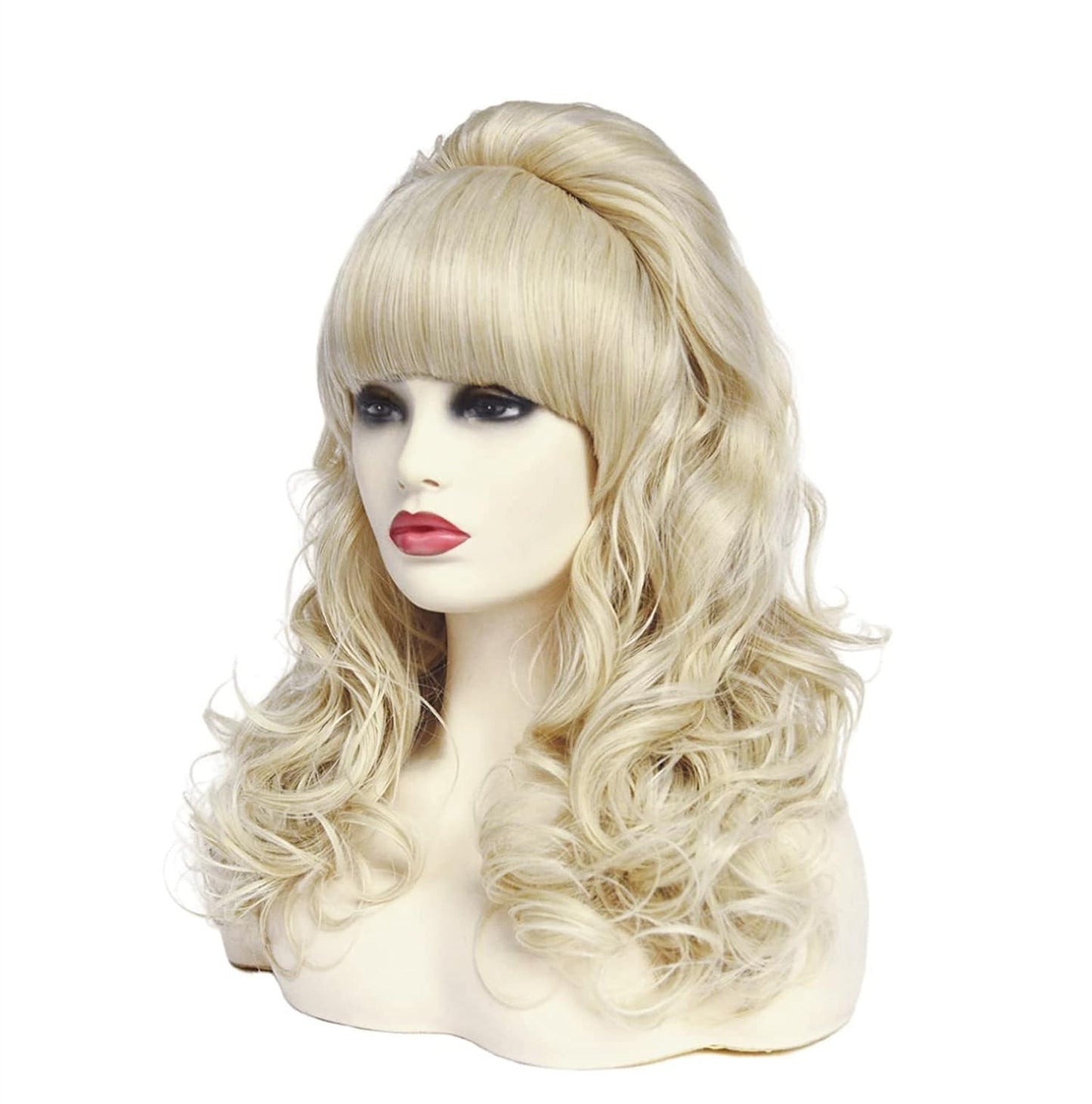 Rugelyss Long Wavy Blonde Wig with Bang Big Bouffant Beehive Wigs for Women fits 80s Costume or Halloween Party