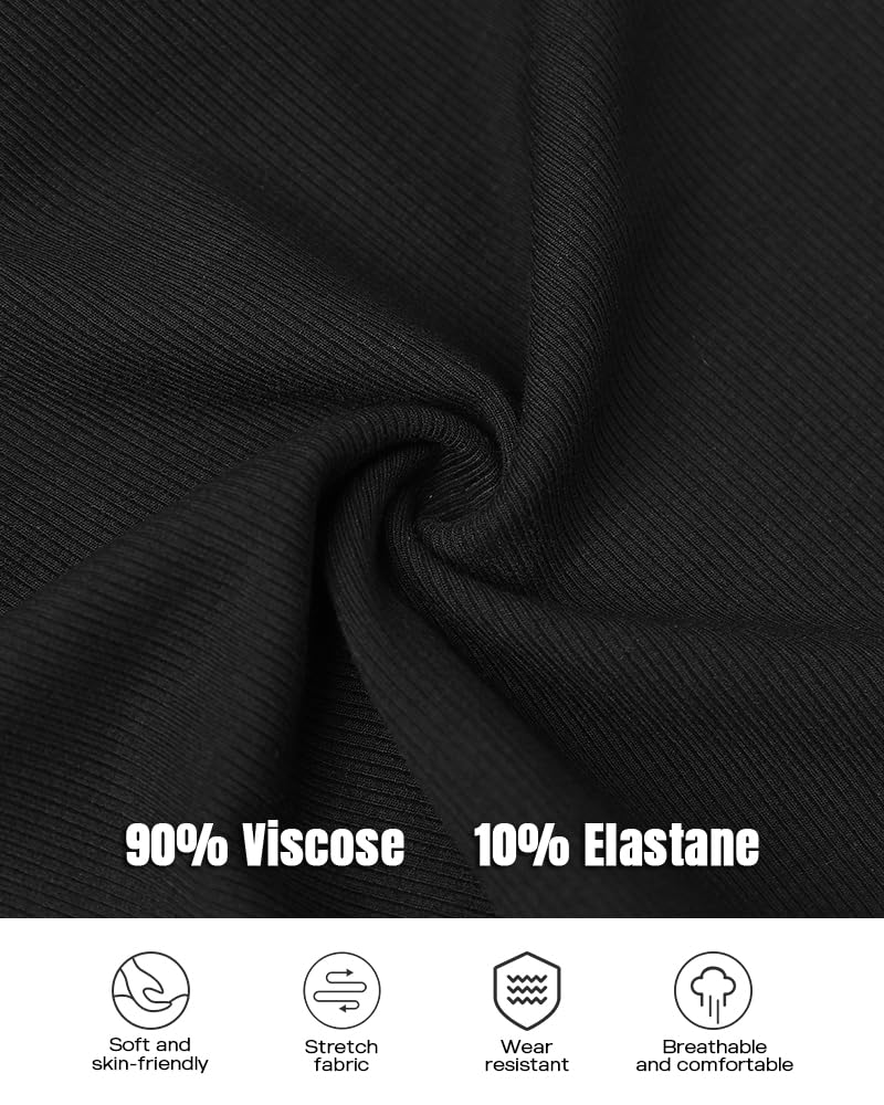 CHICME Tank Tops with Built in Bras Athletic Tank Tops for Women Ribbed Tank Top Running Tops Black-M