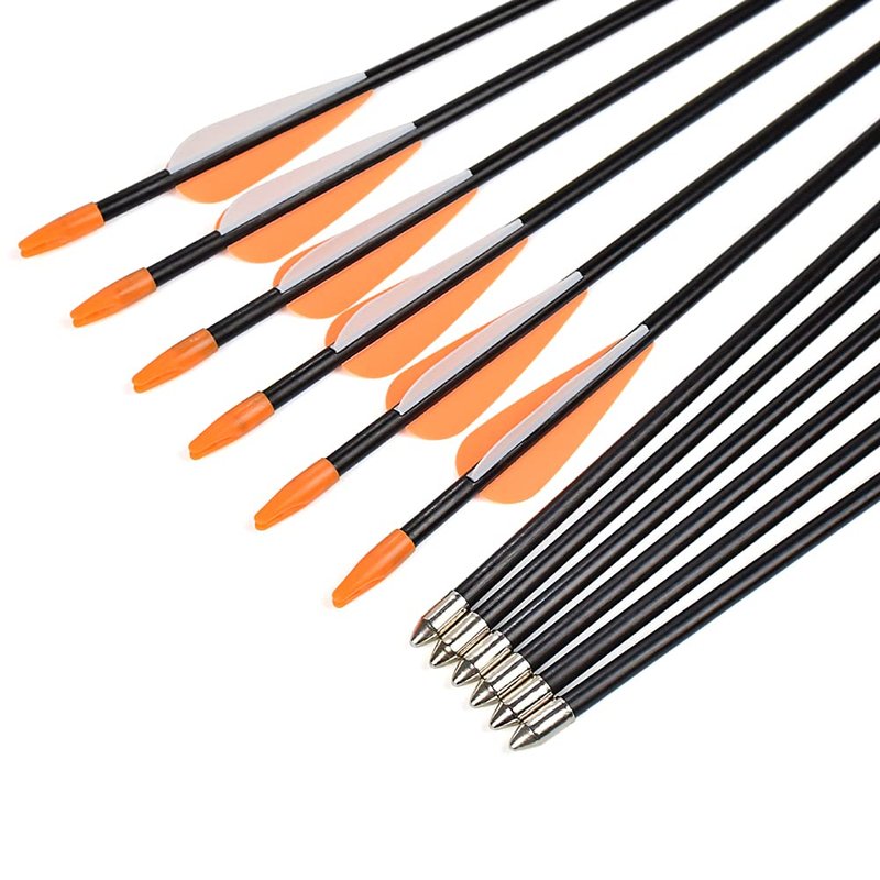 Practice Fiberglass Arrows Archery 24 Inch Target Shooting Safetyglass Recurve Bows Suitable for Youth Woman Beginner 12PCS