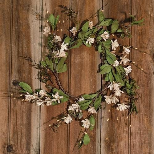 CWI Gifts Flower Twig Wreath Rings - 18 inch - Wreath Decor for Front Door and Candle Decorating - Teastain Gardenia