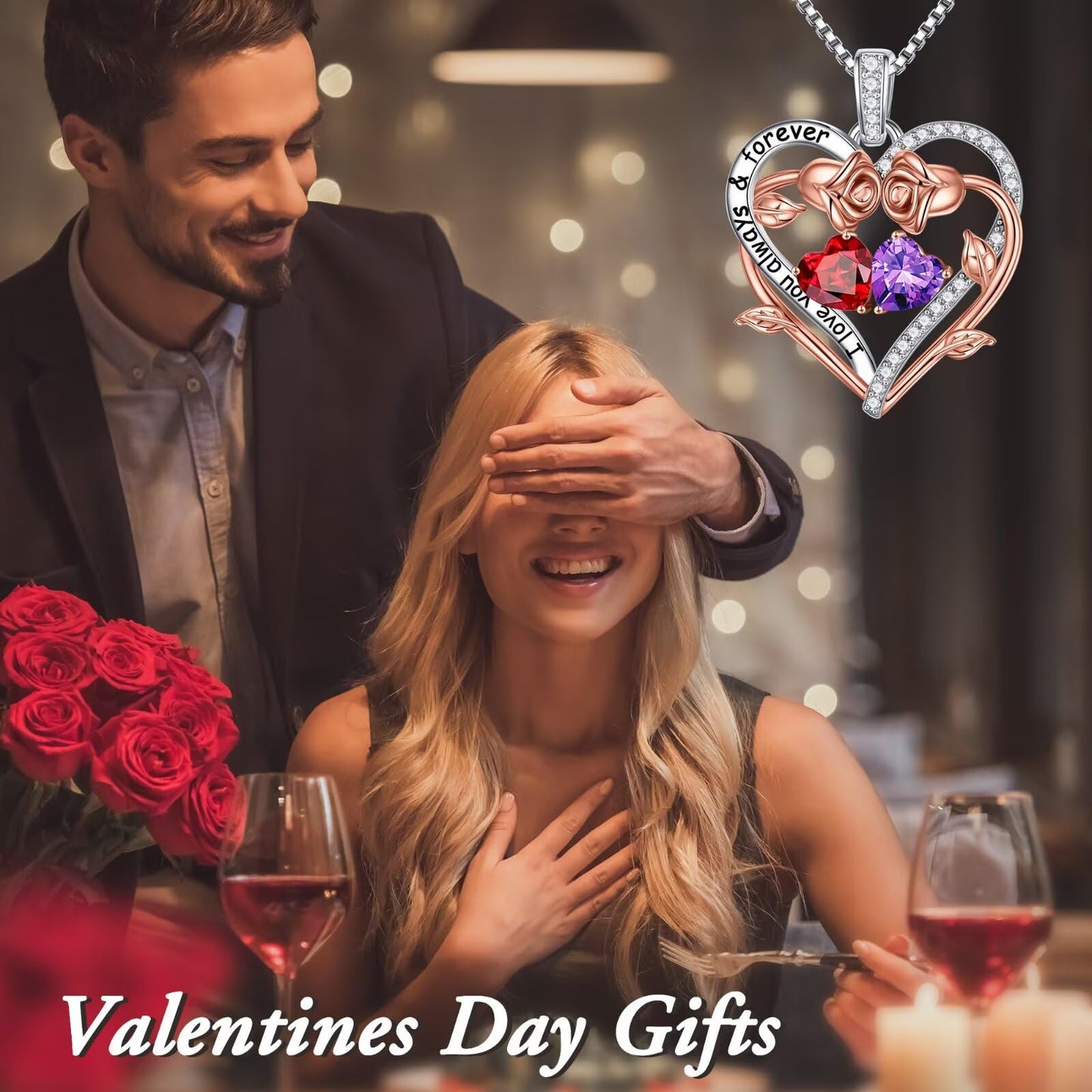 Iefil Valentines Birthday Day Gifts for Her Wife Women - Anniversary Birthday Gift for Wife Her Women, Heart Necklace January November Birthstone Necklace Jewelry, Garnet Necklaces Citrine Necklaces