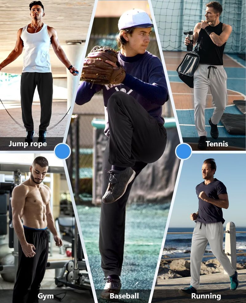 OZYJD Mens Sweatpants with Zipper Pockets 5 Pack Mens Joggers for Men Open Bottom Mesh Athletic Pants for Workout,Running