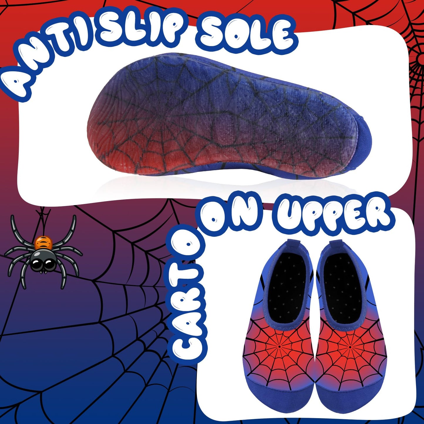 Kids Swim Water Shoes for Boys Toddlers Baby Aqua Socks for Kids Quick Dry Pool Beach Barefoot Children(Cobweb Red 28/29