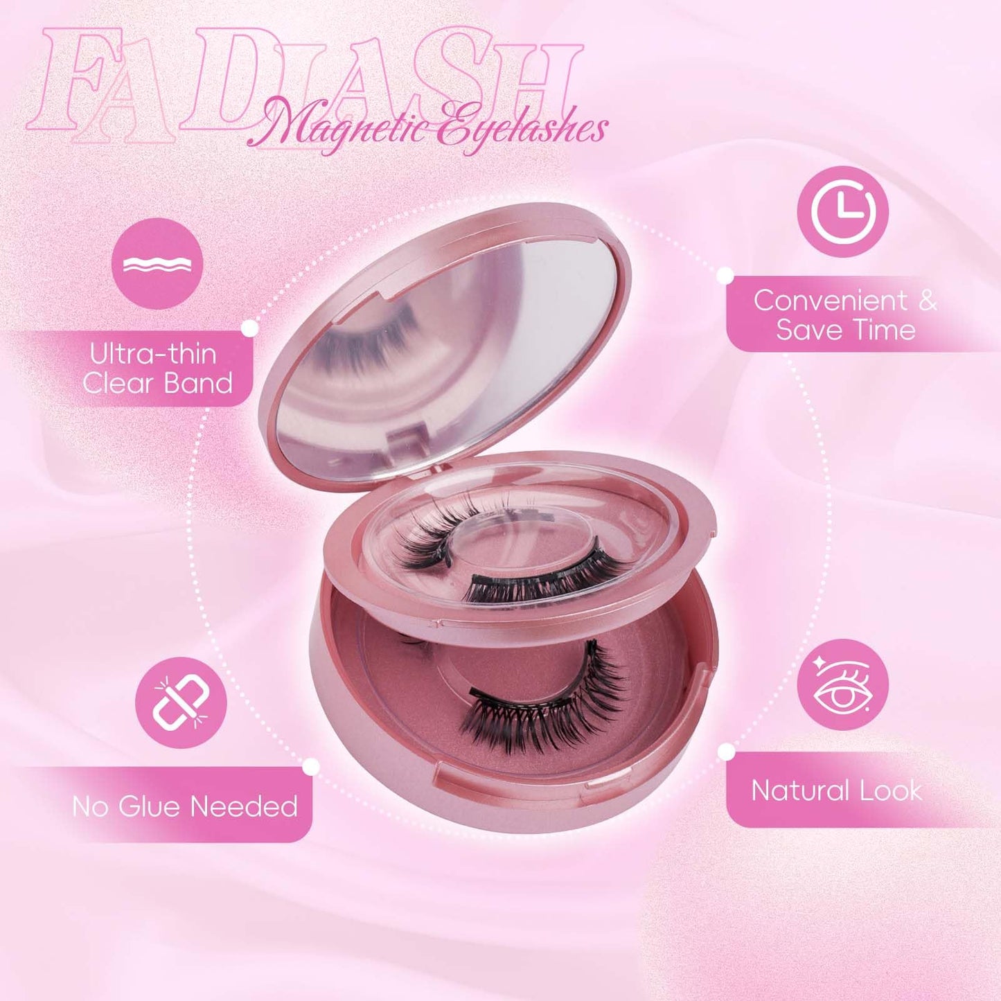 FADLASH Magnetic Eyelashes Natural Look 2 Pairs Fluffy False Eyelashes Reusable Magnetic Lashes Kit with Applicator No Glue Needed Easy to Wear and Remove (806+B7)