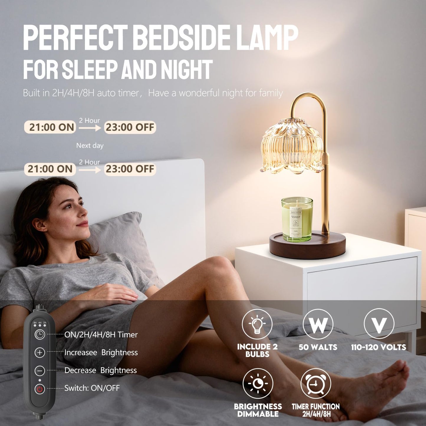 GEEZO Fragrance Candle Warmer Lamp,Electric Candle Warmer with Timer & Dimmer,Mom Christmas Birthday Gifts for Women, House Warming Gifts New Home Bedroom Decor