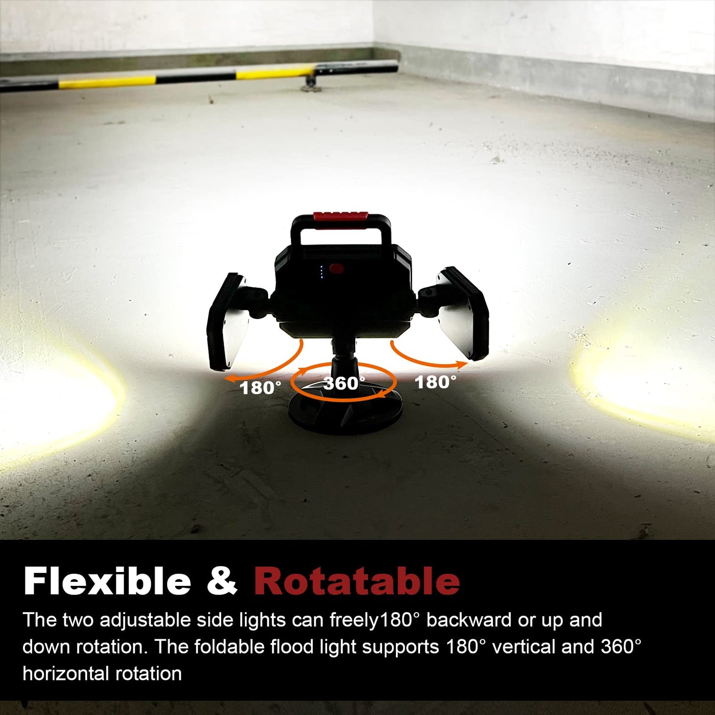 SYLSTAR Rechargeable Work Light, 25W 2700LM COB LED Magnetic Light with USB Power Bank Function, Rotatable Portable Flood for Construction Site, Garage, Workshop, Car Repairing, Black, (ST2700)