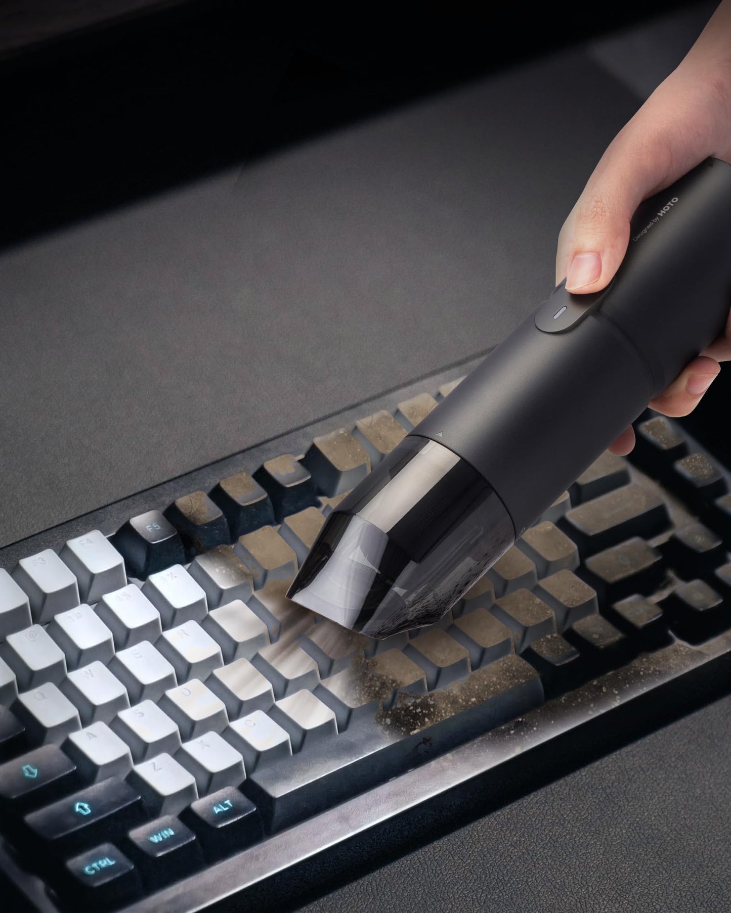 HOTO Handheld Vacuum Cleaner Cordless, Desk Vacuum Cleaner Compressed Electric Air Duster 15000Pa Suction, 4-in-1 Portable Vortex Vacuum Dust Buster Air Blower for Computer, Keyboard