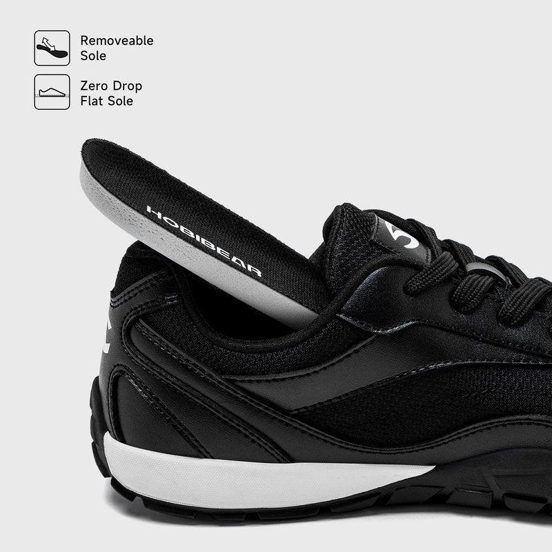 HOBIBEAR Fashion Minimalist Barefoot Shoes for Women Wide Toe Box & Zero Drop Sole | Lightweight Sneakers for Workouts & Walking Black