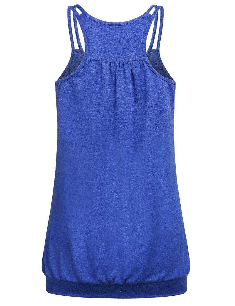 Wobity Racerback Tank Tops for Women Yoga Tank Tops Womans Loose Workout Tops Sleeveless Banded Bottom Shirts Sport Tummy Hide Clothing Blue Medium