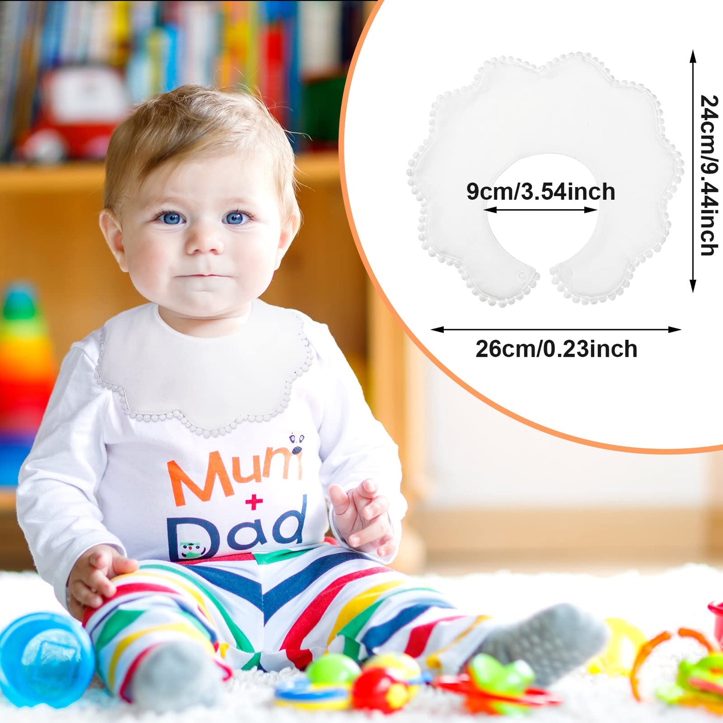 JenPen 4 Pieces White Bibs for Baby Girl Bandana Muslin 360 Bibs Baby Bandana Drool for Girl Set for Teething Toddler