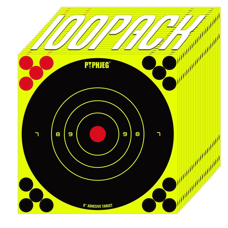 PTPHJEG Bright Fluorescent Yellow Adhesive Splatter Shooting Targets 8x8 Inches (25/50/100 Pack) (100)