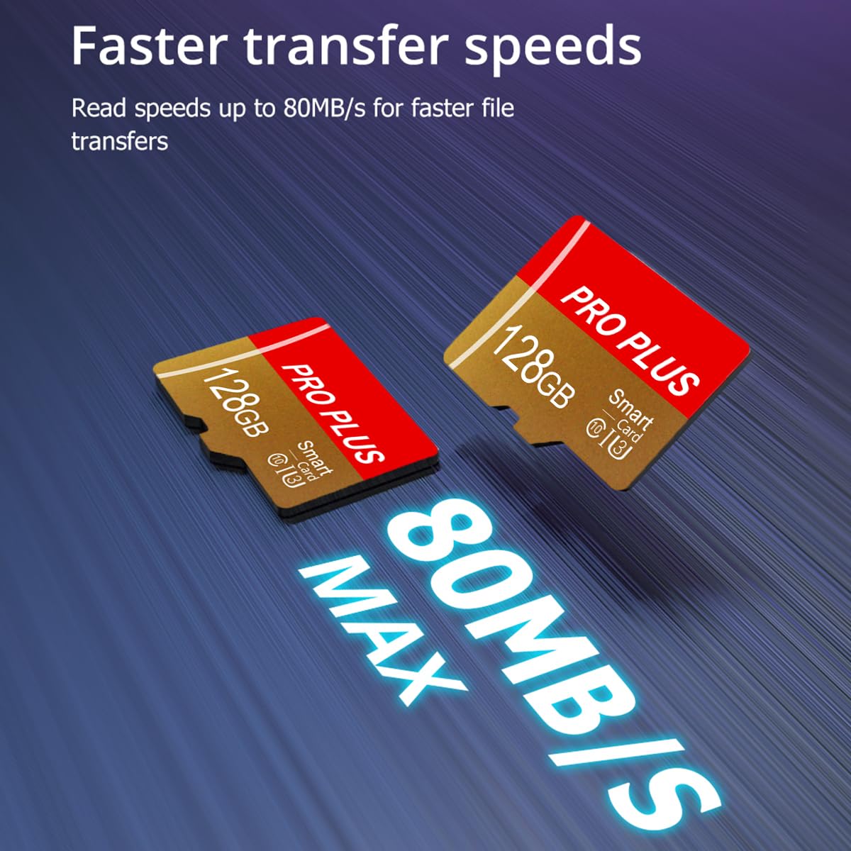 2 Pack TF Card 128GB with Adapter, High Speed Memory Card, UHS-I C10 A1 Memory TF Card for Tablet/Mobile Phone/Camera/Car Audio/Game Console (TF162 Red Gold 128GB)