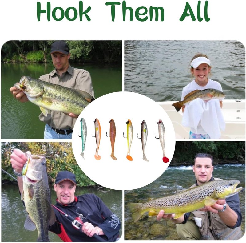 Soft Swimbait Lures - Pre-Rigged Fishing Baits with Realistic Vibration & Slow Sinking Action | Ideal for Bass, Trout, Crappie & Walleye