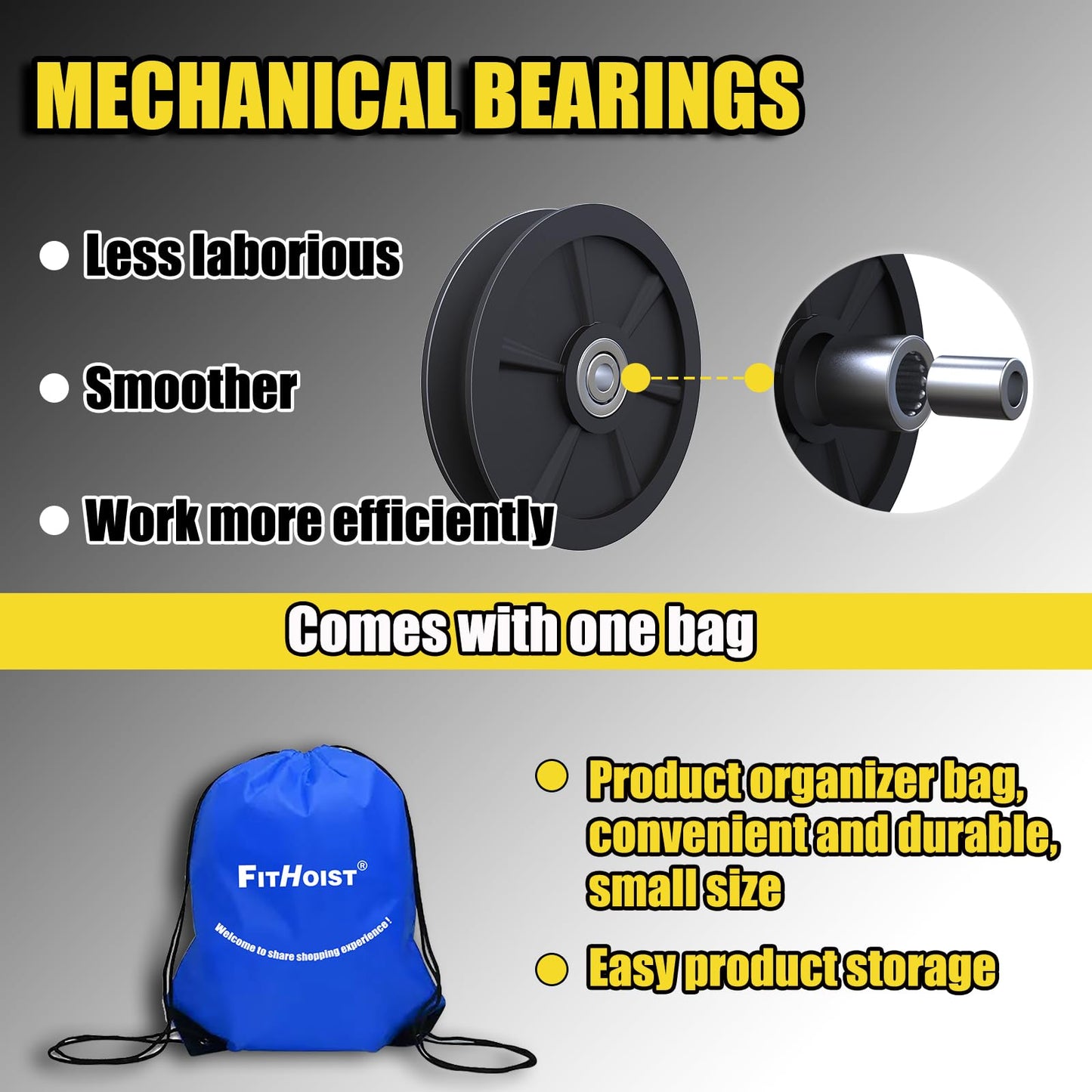 FITHOIST Block and Tackle 4400LBS Breaking Strength Heavy Duty Pulley, 65 Ft Rope Pulley, 7:1 Lifting Power Pulley System, Pulley Hoist with 2 Pcs 8 Ft Lift Sling