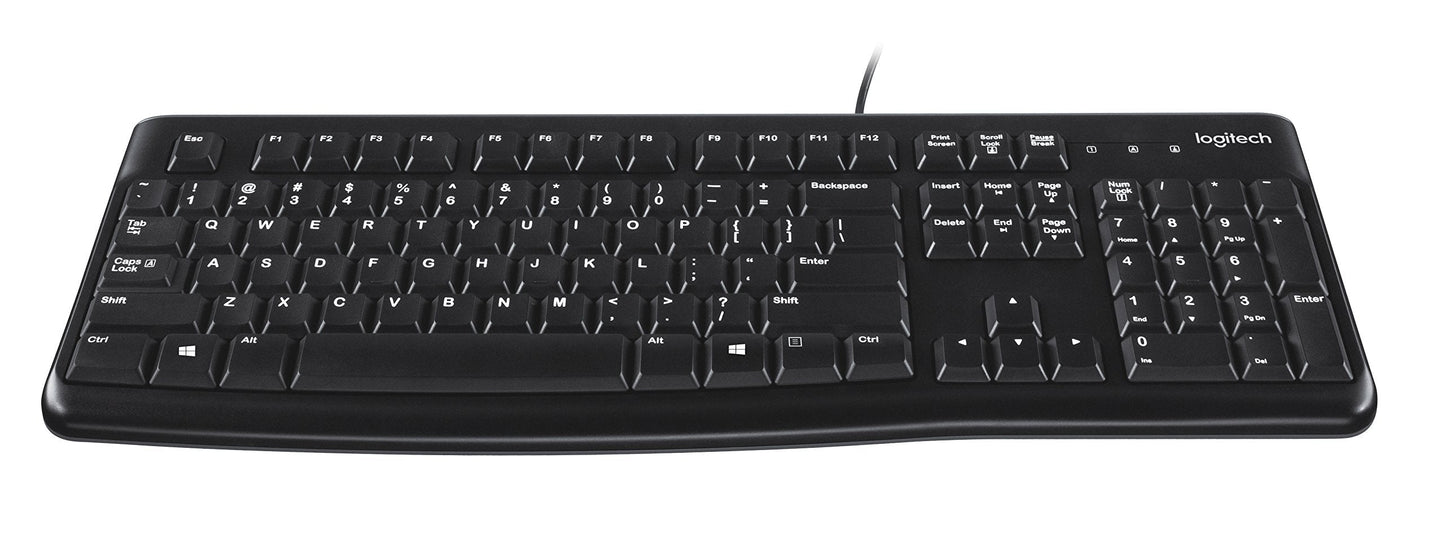 Logitech K120 Wired Business Keyboard, Black & M185 Wireless Mouse, 2.4GHz with USB Mini Receiver, 12-Month Battery Life, 1000 DPI Optical Tracking, Ambidextrous, Grey