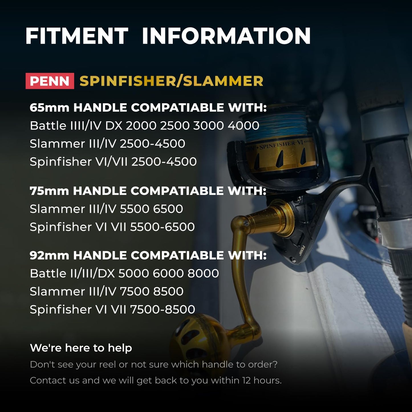 GOMEXUS Power Handle for Penn Spinfisher VI VII Slammer III IV 5500-6500,Fishing Reel Handle