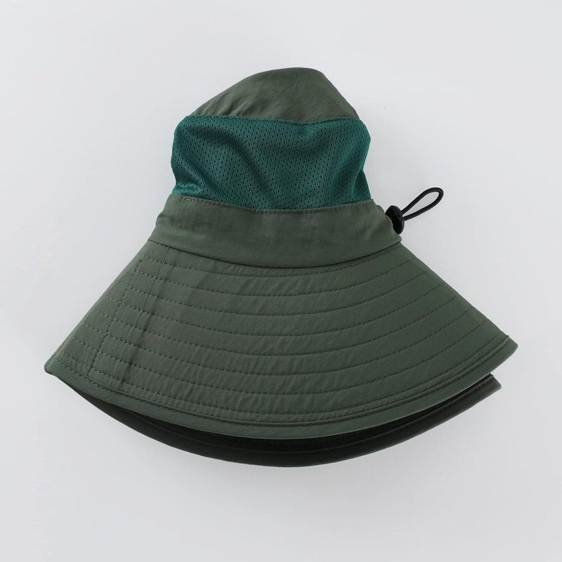 Outdoor UPF50+ Mesh Sun Hat - Wide Brim Fishing Hat with Neck Flap for Men & Women