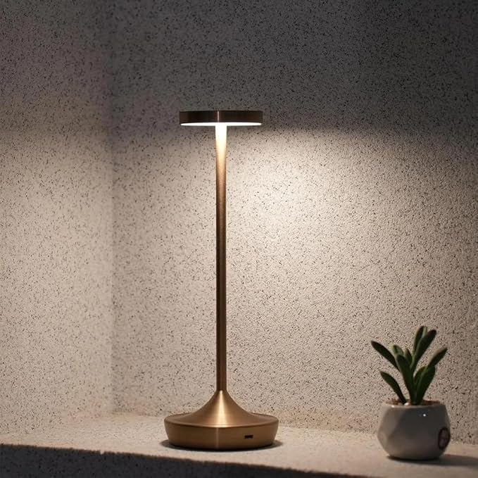 Cordless Table Lamp Rechargeable - 6000mAh LED Battery Operated Table Light - Portable Touch Dimmable Outdoor Waterproof Table Lamps for Patio Restaurant Dining (Bronze)