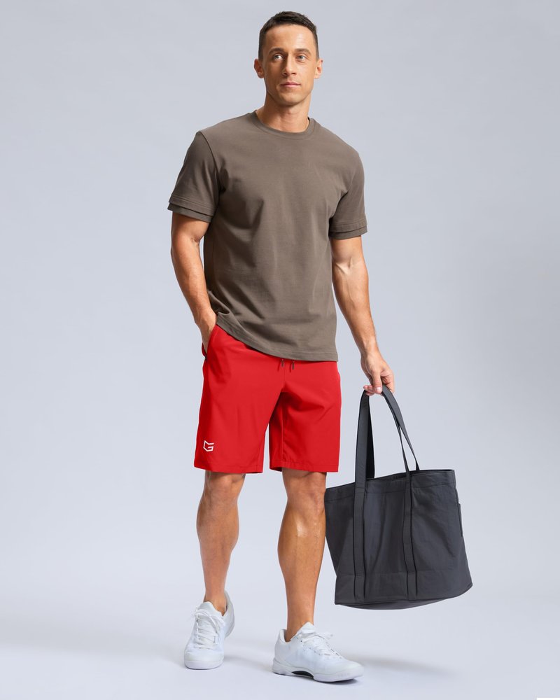 G Gradual Men's Athletic Running Shorts with Zipper Pockets Quick Dry 7"/ 5"/ 9" Workout Gym Shorts for Basketball Hiking(Deep Red,9XXXL)