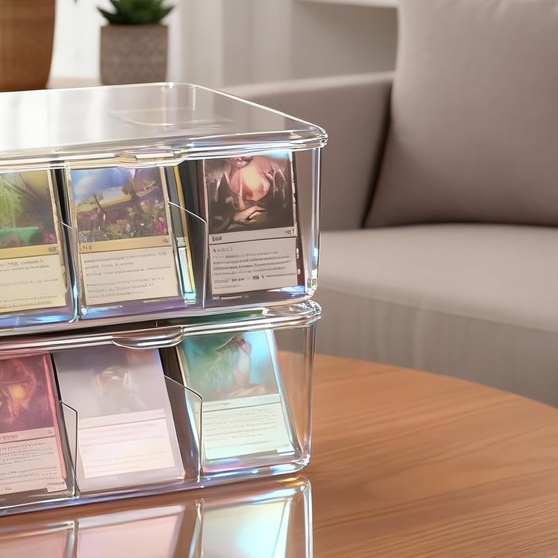 MTG Card Storage Box - 2 Pack Large Acrylic Organizer for 4200+ Trading Cards | Removable Dividers