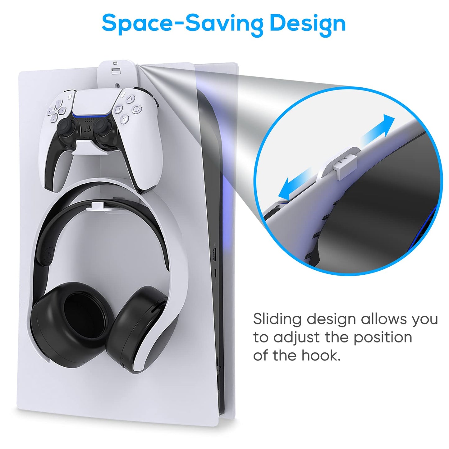 FYOUNG Universal Game Controller & Headset Holder for PS5/PS5 Slim/PS5 Pro, Xbox Series X/S, PS4, Switch, Steam & More, Stay Organized No Screws