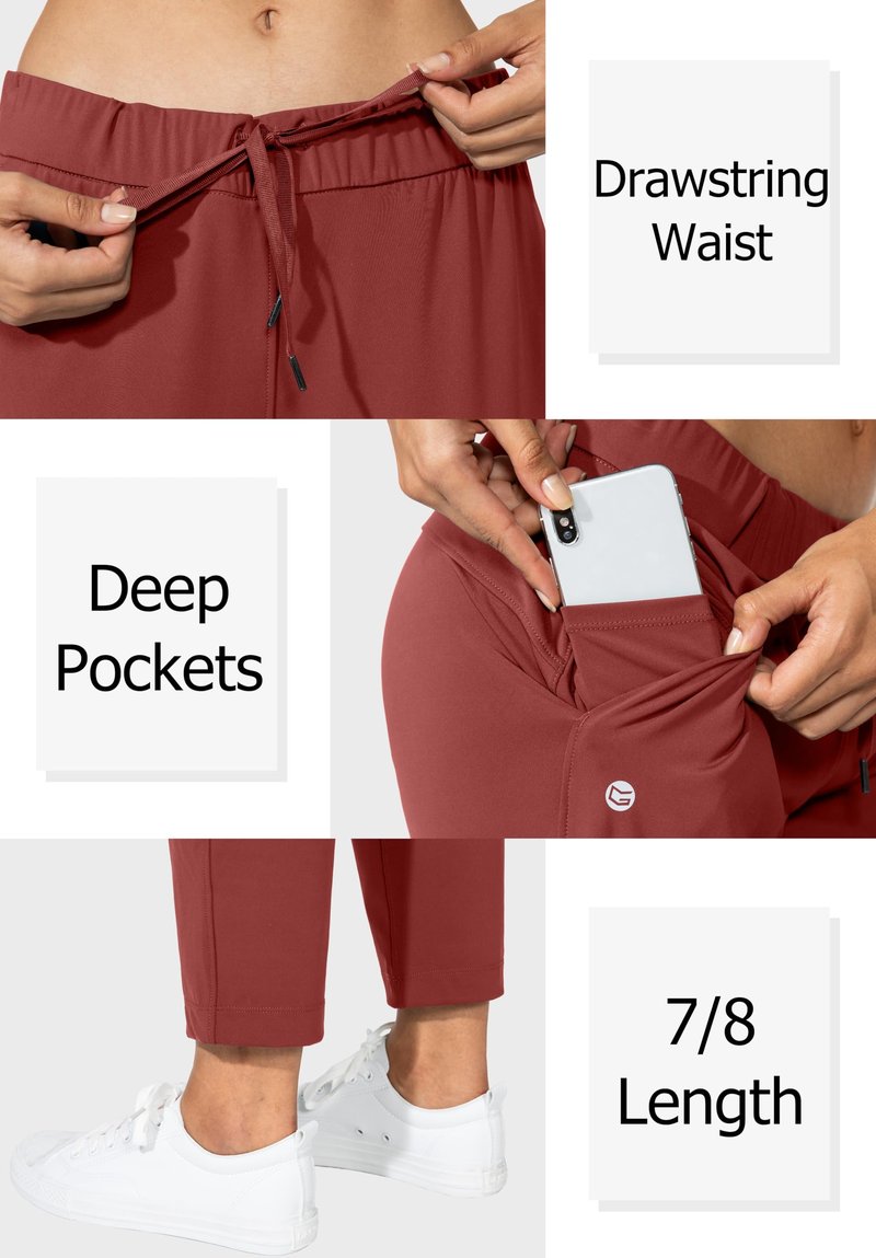 G Gradual Women's Pants with Deep Pockets 7/8 Stretch Sweatpants for Women Athletic, Golf, Lounge, Work (Savannah, Small)