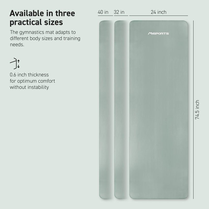 MSPORTS Thick Yoga Mat Premium Non Slip – Extra Comfortable Exercise Mat for Home Workouts, Pilates, Stretching & Gym – Cushioned NBR Foam, Yoga Mat with Strap, for Women & Men (Mint, 74.5 x 32 x 0.6 in)