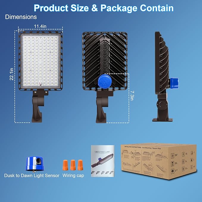 350W Parking Lot Light LED, 52500LM 5000K Super Bright Dusk to Dawn Commercial Shoebox Lights Outdoor IP65 Waterproof Adjustable Heavy-Duty Street Floodlight Security Area Stadium Lighting
