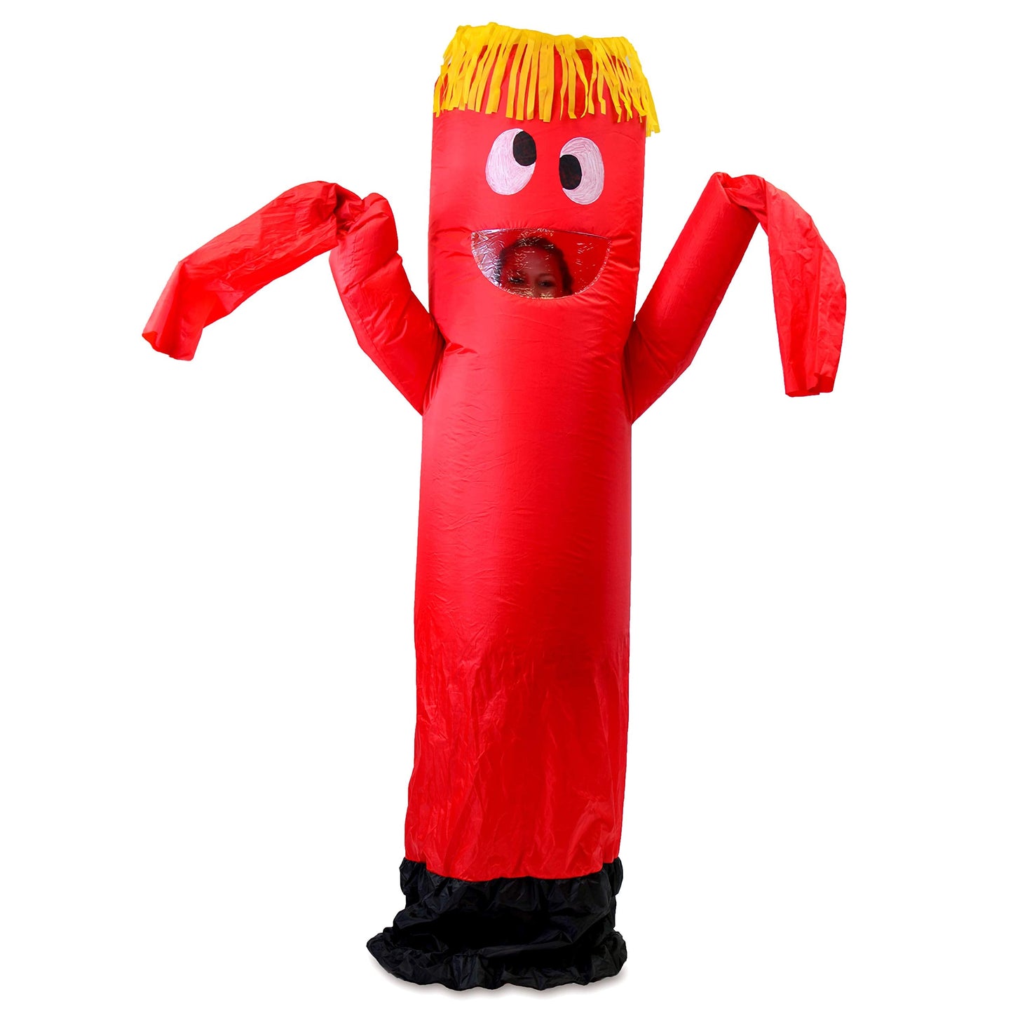 Spooktacular Creations Halloween Inflatable Costume Adult, Tube Man Blow up Costume, Air Dancer Wacky Waving Arm Inflatable Suit for Cosplay Themed Parties, Red