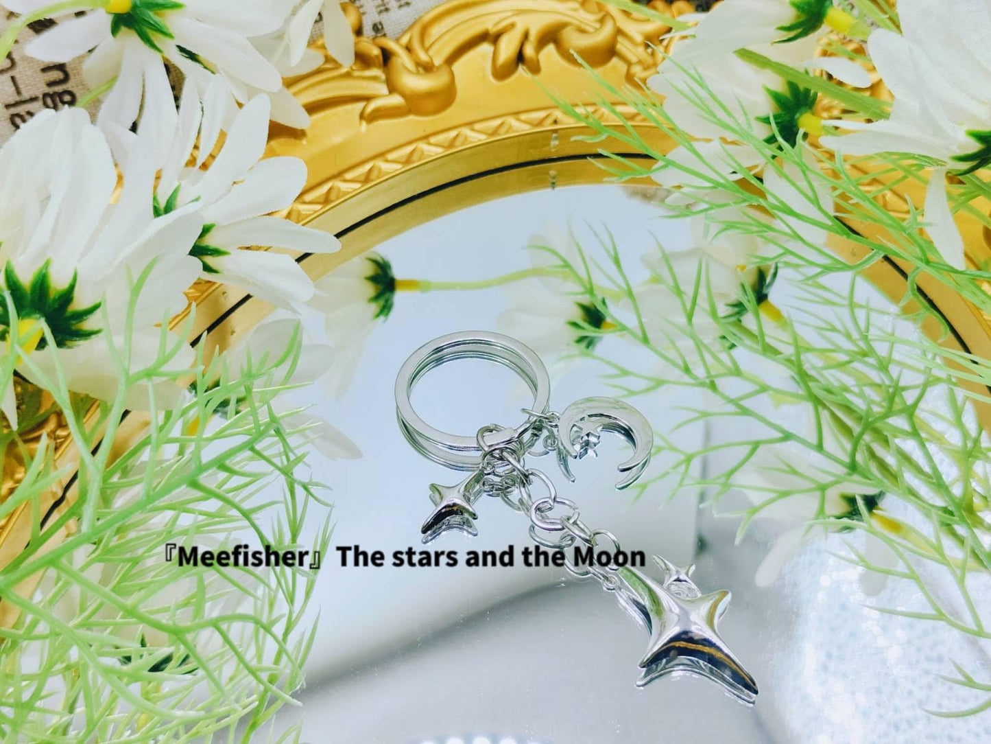 Meefisher Cute Star Moon Keychain Aesthetic Accessories Stainless Steel Key Ring Purse Handbag Backpack Bag Charms Car Holder (2 PCS(Style-2,Style-5))