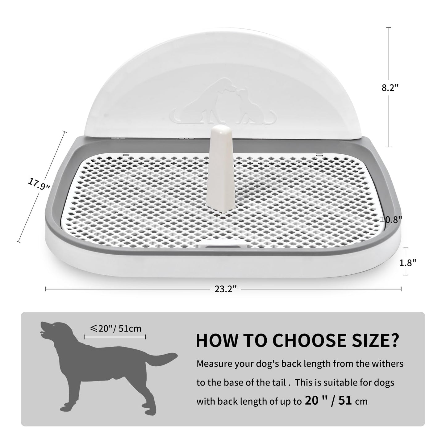 GANCHUN Dog Potty Tray, Pet Indoor Dog Training Toilet 23 x 20 Dog Potty Training Pee Pad Holder for Small and Medium Dogs