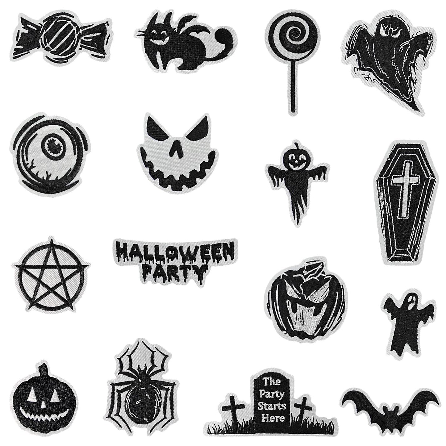 TXSN Halloween Iron on Patches for Kids, Halloween Embroidered Applique Patches for Clothing, Pants, Backpacks, Hats, Jeans, DIY Accessories. Pack of 15