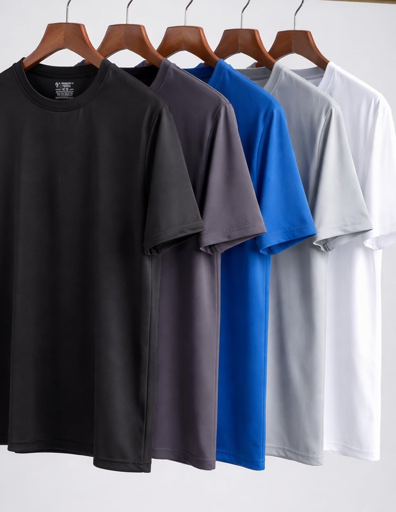 5 Pack Men’s Active Quick Dry Crew Neck T Shirts | Athletic Running Gym Workout Short Sleeve Tee Tops Bulk (Set 6, Medium)