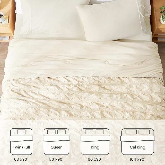 Cozy Bliss Cooling Comforter Seersucker Plaid Twin, Q-Max 0.4 Reversible Lightweight Cooling Blanket, Breathable Silk Smooth Summer Bedding Quilt for Hot Sleepers Night Sweats Khaki