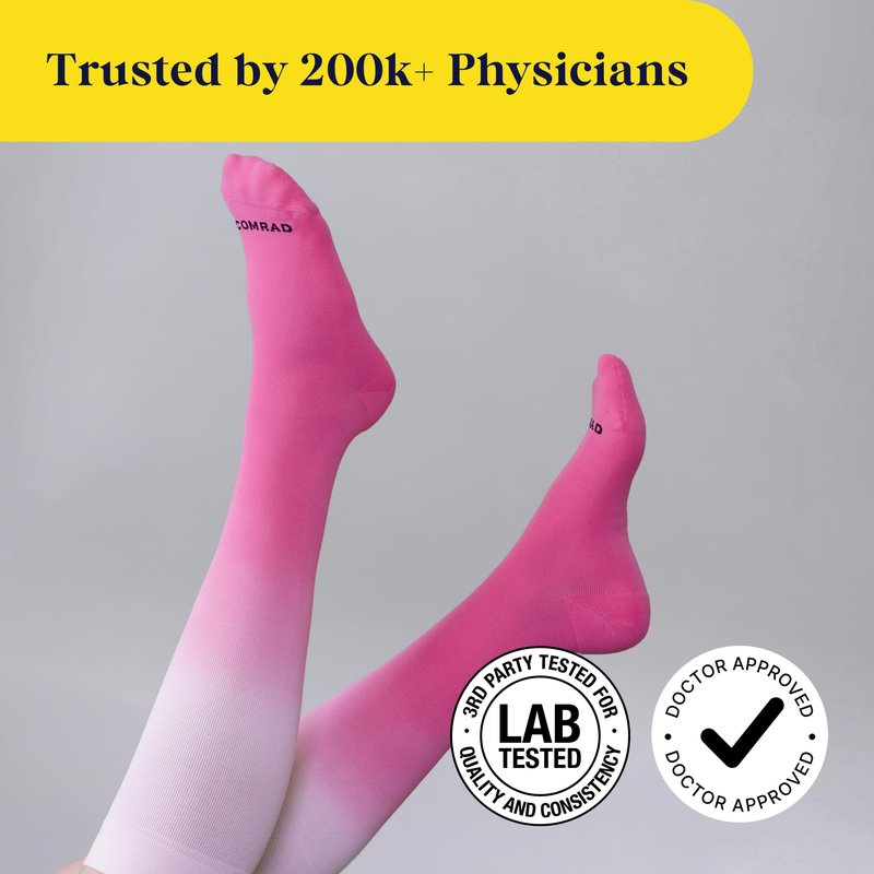 Comrad 3-Pack Knee-High Compression Socks for Multipurpose Wear (Solid Black, Extra Large) - Premium Nylon Support Socks are Thin & Breathable for Pregnancy, Nurses, & Athletes - Men & Women