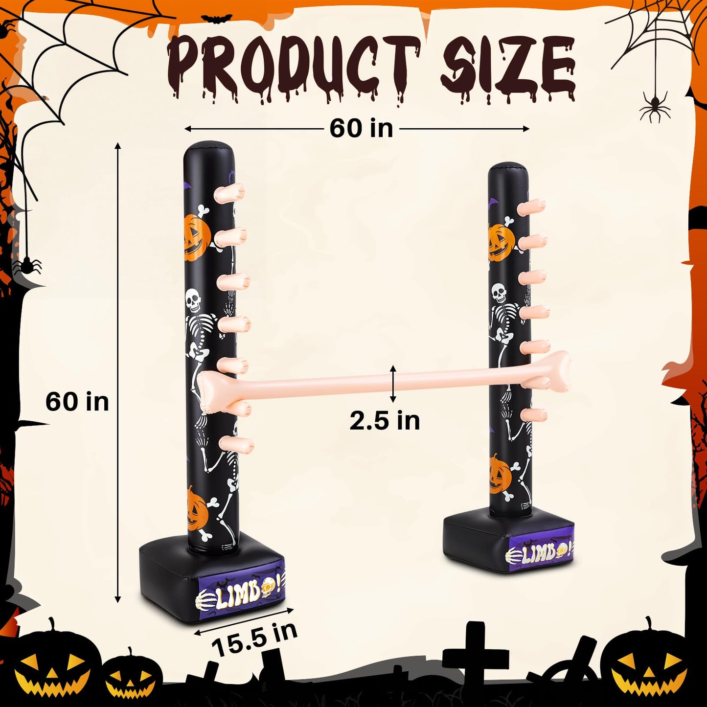 Threan Halloween Party Games Inflatable Limbo Game for Adults Easy Spooky Limbo Carnival Game Enhance Family Bonding for Indoor Outdoor Birthday Halloween Party Games Picnic Pool