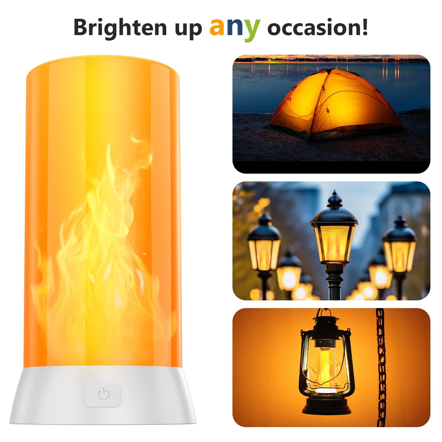 DI MORE 2PCS LED Flame Light, USB Rechargeable Flame Lamp with Remote & Timer, Waterproof Dimmable Flameless Candles Light for Home Party Garden Camping Halloween Christmas Decoration