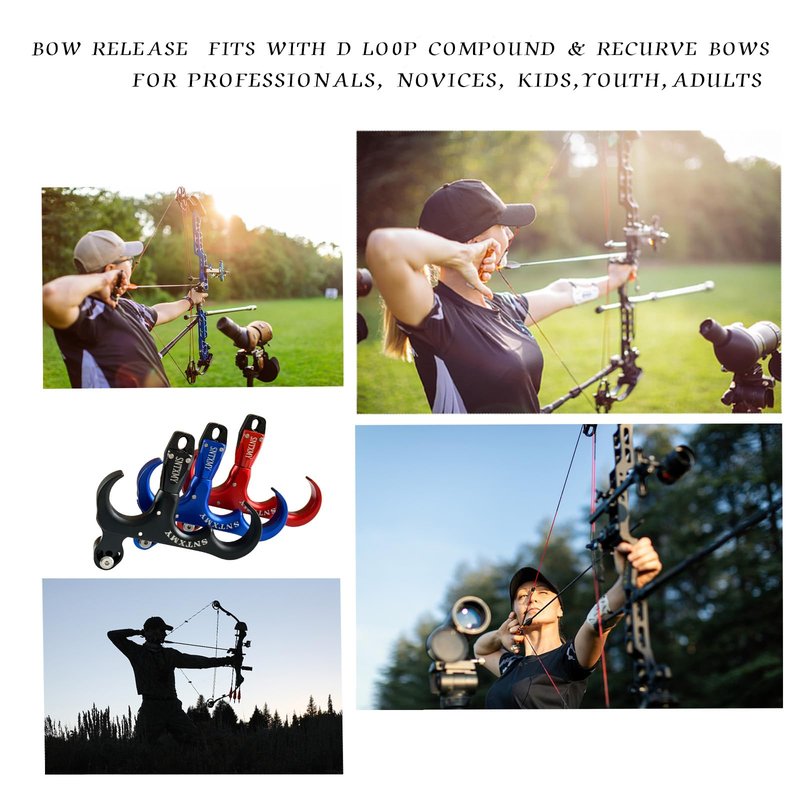 sntxmy Bow Release for Compound Bow, Archery Release Trigger, Compound Bow Release, Thumb Release. (3 Finger Bow Release, Light Blue)