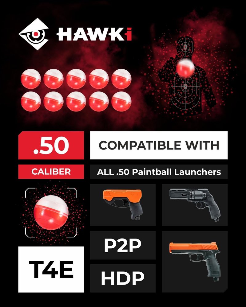 .50 Cal or .68 Cal Pepper Balls | Less Lethal Paintball Ammo for Enhanced Safety
