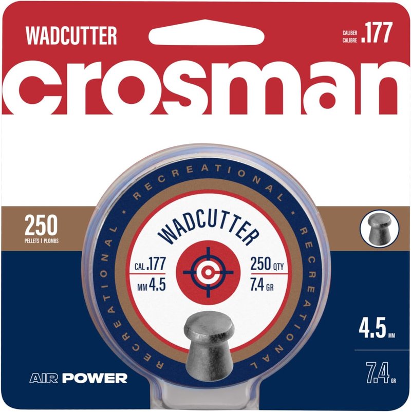 Crosman .177-Caliber 7.4-Grain Flat-Nose Wadcutter Pellets - 250 Count
