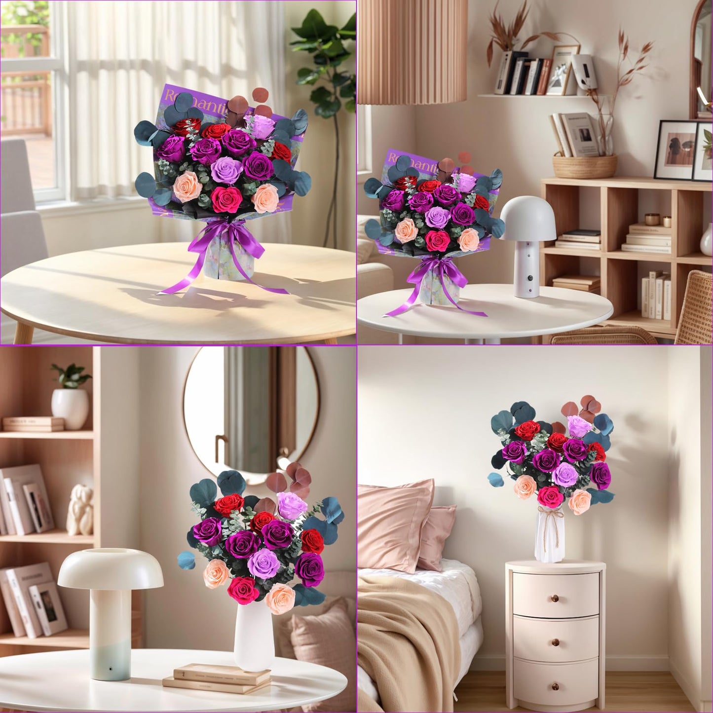 lovenfold Flowers for Delivery,Preserved Flowers Bouquets,Purple Rose Bouquets That Last 1-3 Years,Birthday Flowers Gifts for Women Mom Grandma Wife Friends