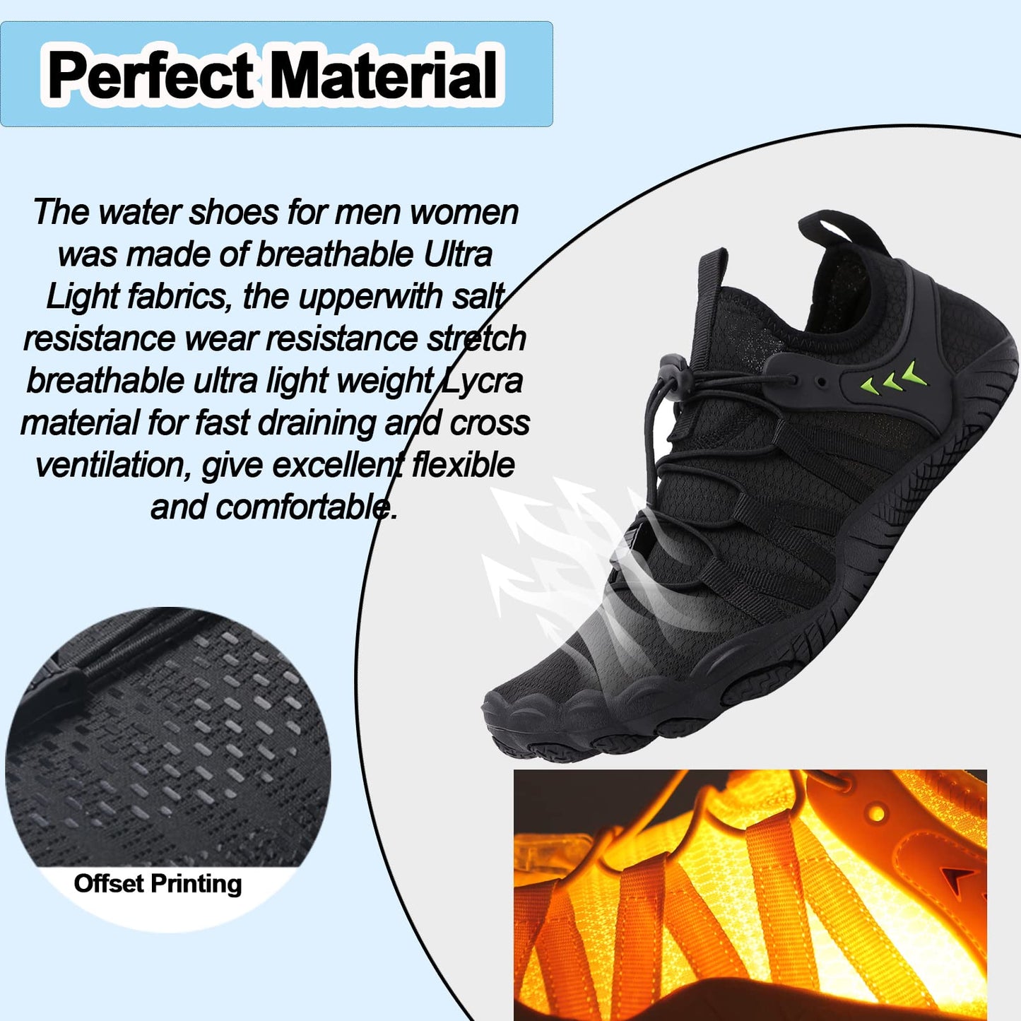 Bravover Unisex Water Shoes for Men Women with Five Toes Design Quick Dry Barefoot Aqua Shoes Ideal for Swim Pool Surf Beach Sea Activities