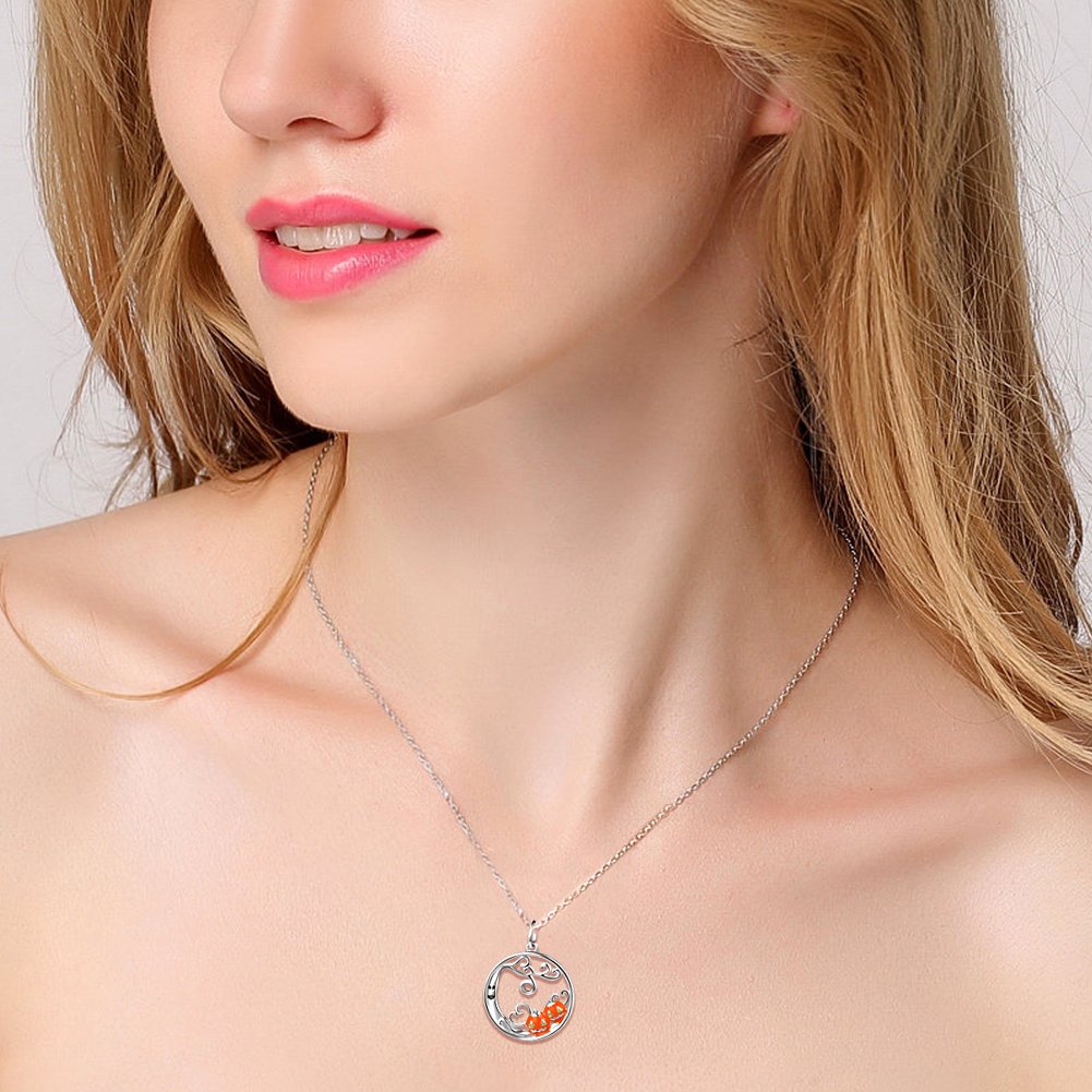 DAOCHONG S925 Sterling Silver Pumpkin and Devil Forest Pendant Necklace for Women 18"
