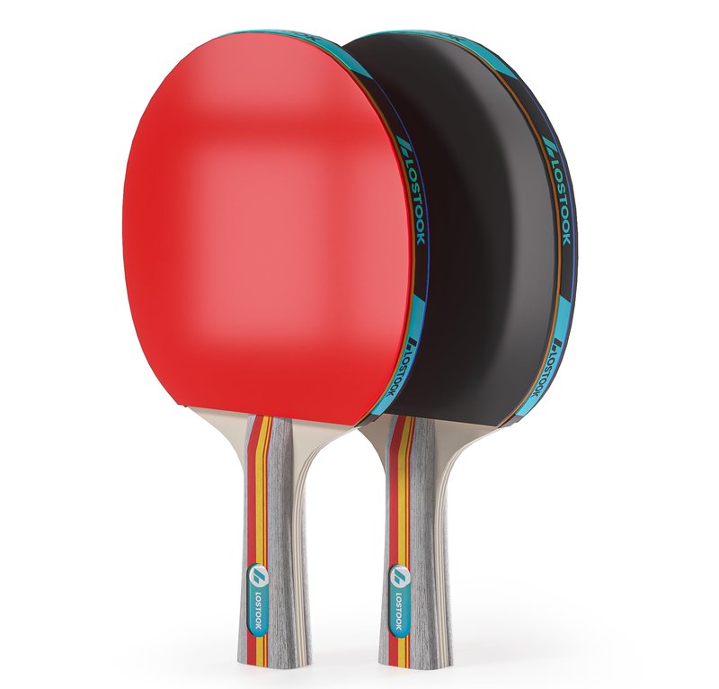 Lostook Ping Pong Paddles Set of 2, Professional Grey Table Tennis Rackets with Portable Oxford Cloth Case & Three Star Ping Pong Balls for Adults and Family Indoor Outdoor Games