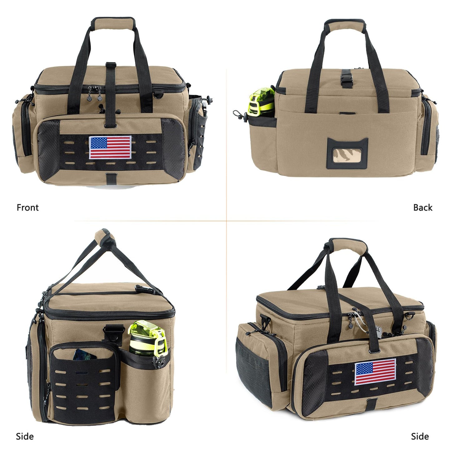 VIGEGARI Large Pistol Range Bag Shooting - Tactical Gun Range Bag with 2 Pistol Cases, Gun Bags for Handguns, Womens Gun Bag for Men, Gun Carrying Duffle Bag for Gun Accessories