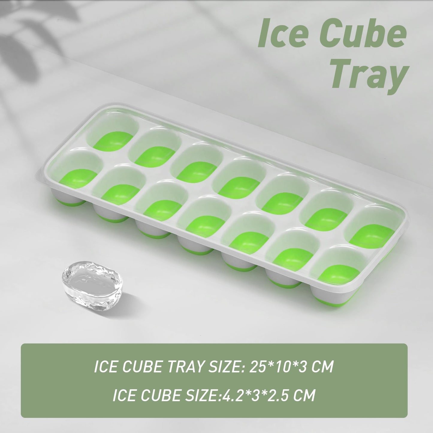 ChefAide Ice Cube Tray with Lid, 4 Packs 56 Cubes Durable Stackable Ice Cube Trays for Freezer with Removable Lids, Easy-Release Plastic & Silicone Ice Tray for Cocktail, Coffee