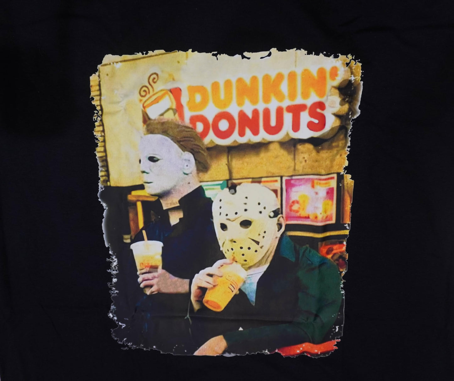 Halloween Movie Inspired T-Shirt Michael Myers Drinking Coffee Funny Humorous Tee for Him (Large Black)