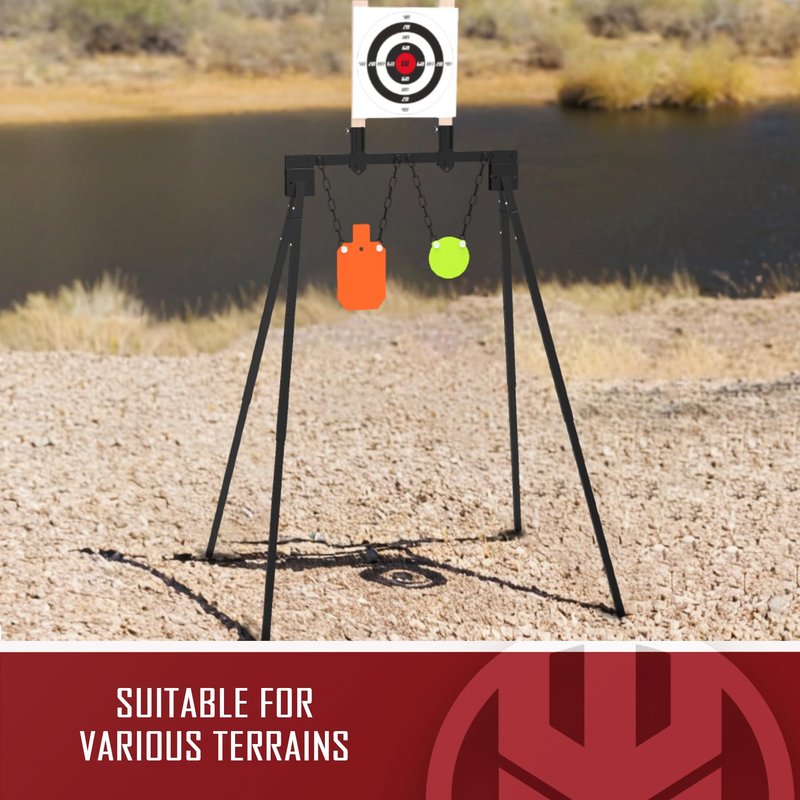 KNINE OUTDOORS AR500 Steel Target for Shooting Target Stand System Kit, 3/8" Thick 7"x 12" Silhouette Targets, 3/8" Thick 6" Gong Targets (Height-Adjustable Style)