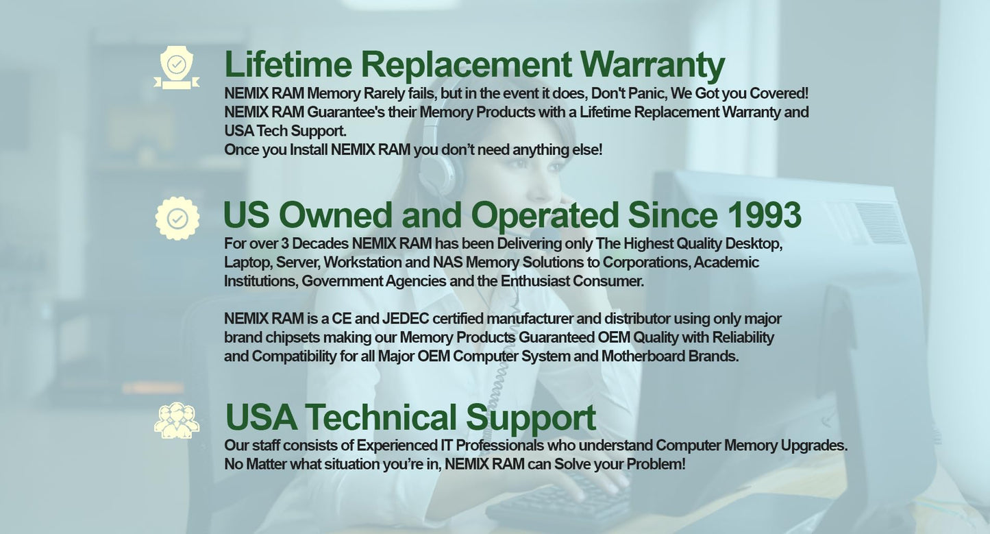 NEMIX RAM 32GB (1X32GB) DDR4 3200MHz PC4-25600 2Rx8 1.2V CL22 288-PIN ECC Unbuffered UDIMM Compatible with QNAP RAM-32GDR4ECK1-UD-3200 NAS Memory
